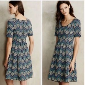 Anthropologie HD In Paris Hollyhock Fit and Flare Dress with Pockets, Size M
